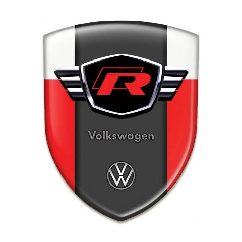 VW Resin Sticker Red White Style with Red R Logo 