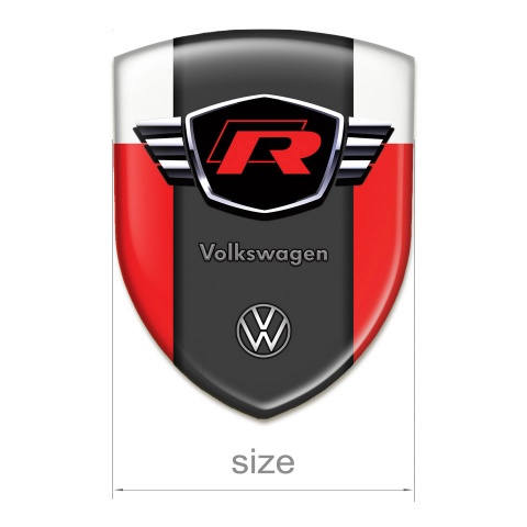 VW Resin Sticker Red White Style with Red R Logo 