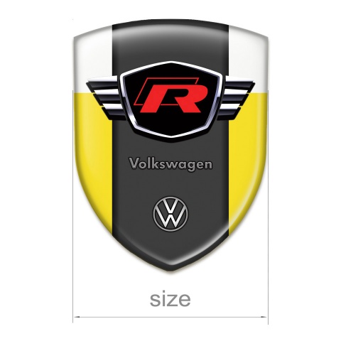 VW  Emblem Exterior Yellow White Style with Red R Logo 