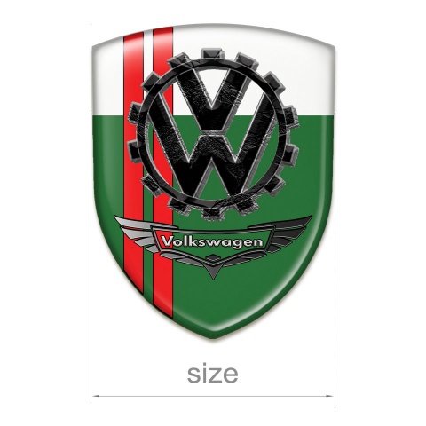 VW Emblem Interior Green White Base Red Lines and 3D Logo 