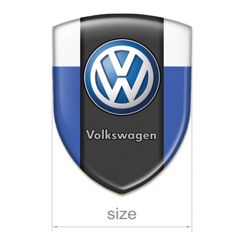 VW Silicone Car Decal Badge Light Blue and White Base Classic Logo