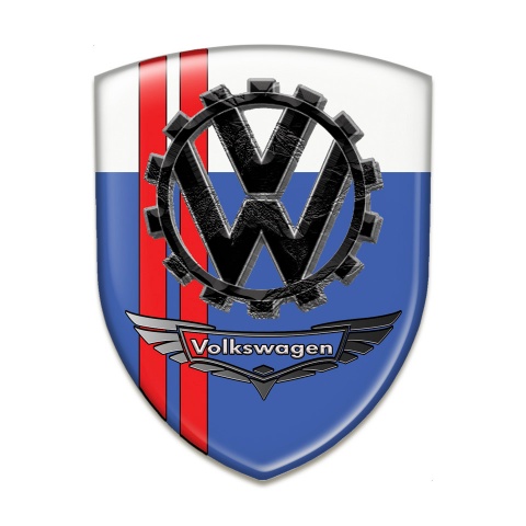 VW Resin Sticker Blue White Base and 3D logo 