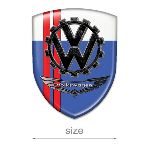 VW Resin Sticker Blue White Base and 3D logo 