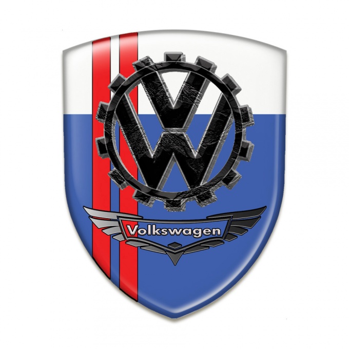VW Resin Sticker Blue White Base and 3D logo 