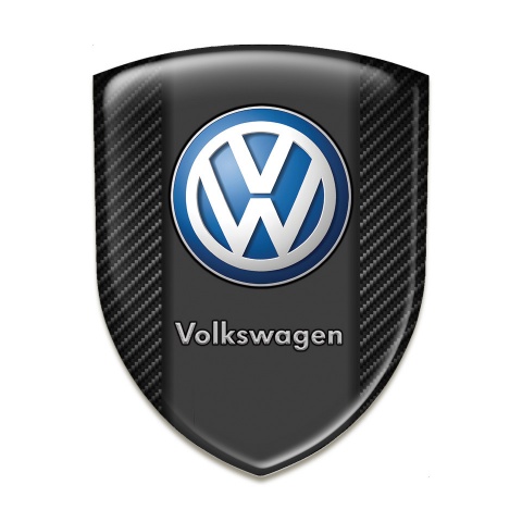 VW 3D Gel Emblem Black Carbon Background Classic Logo 