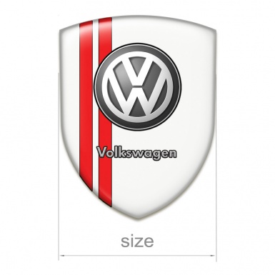 VW Silicone Car Decal Badge White Base with Red Stripes Edition 