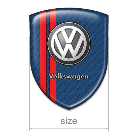 VW Self Adhesive Emblem Logo Navy Blue Carbon Base Red Stripes Edition 