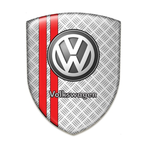VW Silicone Emblem Metal Mesh Effect with Red Stripes edition 