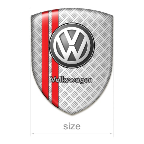 VW Silicone Emblem Metal Mesh Effect with Red Stripes edition 