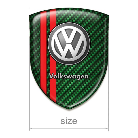 VW 3D Gel Emblem Green Carbon Base with Red Stripes Edition 