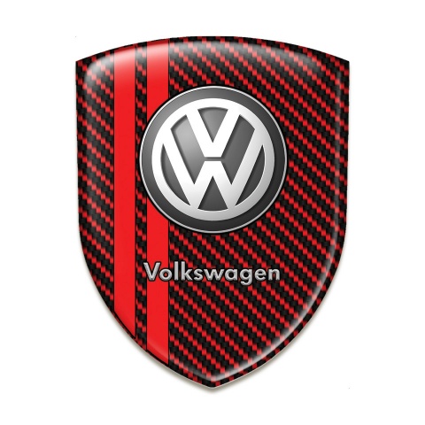 VW Emblem Interior Red Carbon with Red Lines Design 