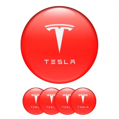 Tesla Wheel Emblems for Center Cap Red