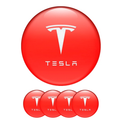 Tesla Wheel Emblems for Center Cap Red