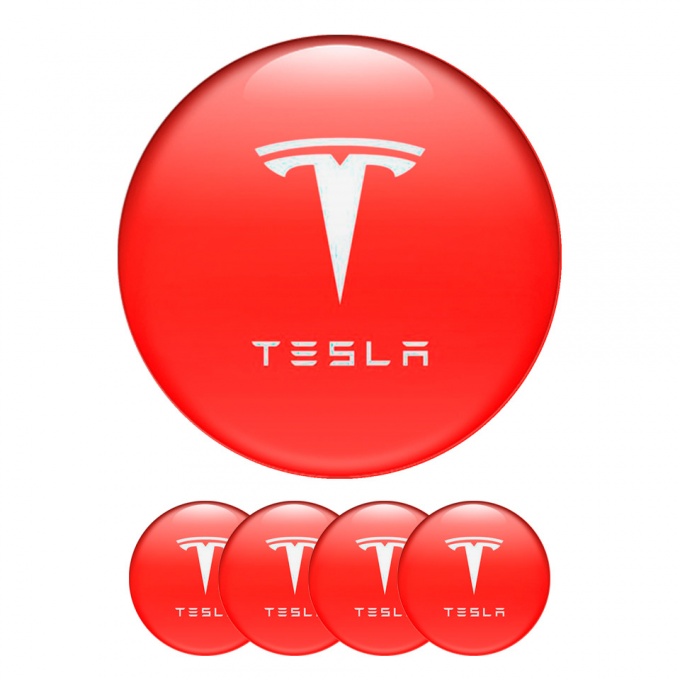 Tesla Wheel Emblems for Center Cap Red