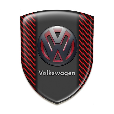 VW Silicone Car Decal Badge Red Carbon wit TwoTone 3D Logo 