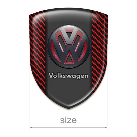 VW Silicone Car Decal Badge Red Carbon wit TwoTone 3D Logo 