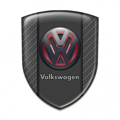 VW Tuning Emblem Black Carbon with Two Tone Logo 