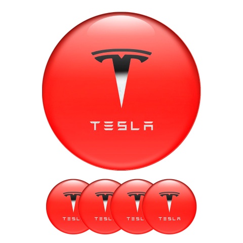 Tesla Wheel Emblems for Center Cap Red Gradient Logo