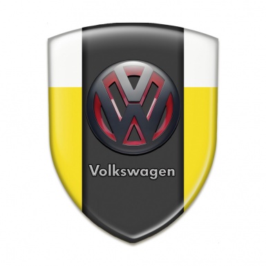 VW 3D Gel Emblem Yellow white Base and Two Tone 3D Logo 