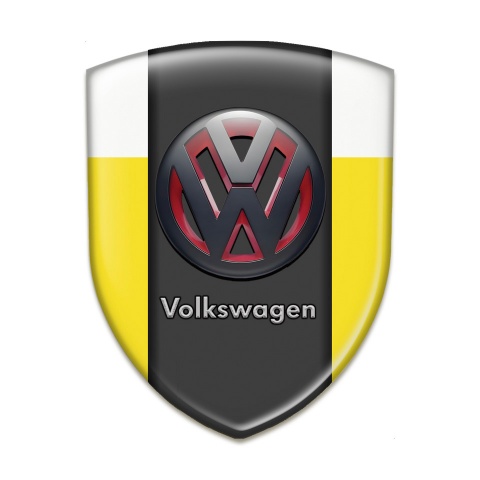 VW 3D Gel Emblem Yellow white Base and Two Tone 3D Logo 