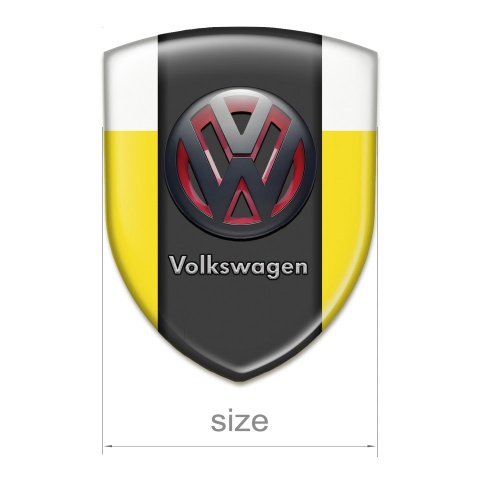 VW 3D Gel Emblem Yellow white Base and Two Tone 3D Logo 