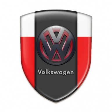VW Car Accessories Badge Red White Base and Two Tone 3D Logo 