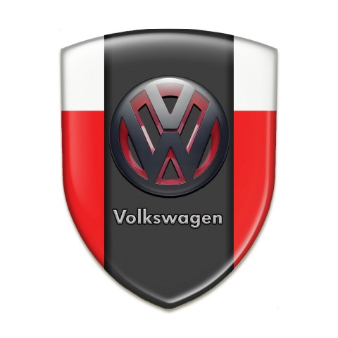 VW Car Accessories Badge Red White Base and Two Tone 3D Logo 