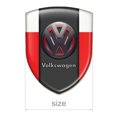 VW Car Accessories Badge Red White Base and Two Tone 3D Logo 