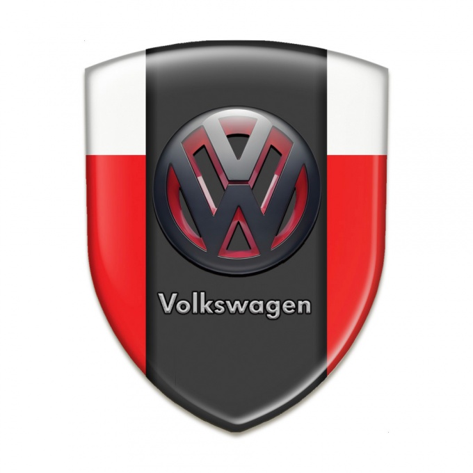 VW Car Accessories Badge Red White Base and Two Tone 3D Logo 