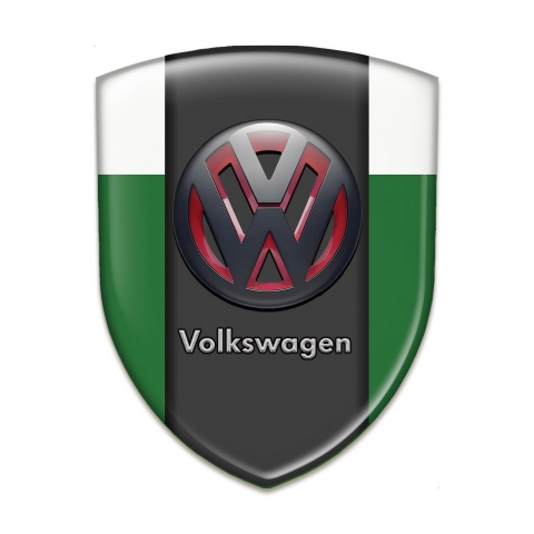 VW Self Adhesive Car logo Emblem Green White Print with Two Tone 3D Logo 