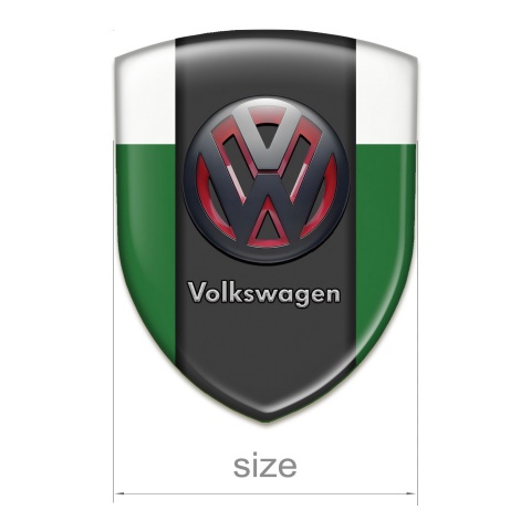 VW Self Adhesive Car logo Emblem Green White Print with Two Tone 3D Logo 