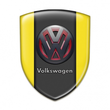 VW Car Interior Badge Yellow Print with Two Tone 3D Logo 