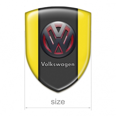 VW Car Interior Badge Yellow Print with Two Tone 3D Logo 