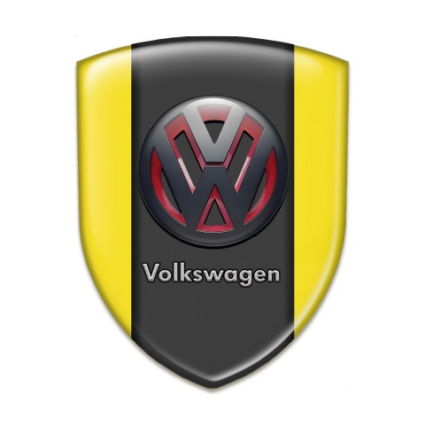 VW Car Interior Badge Yellow Print with Two Tone 3D Logo 