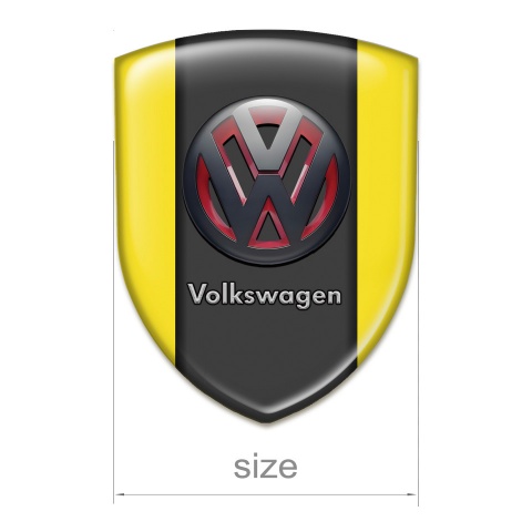 VW Car Interior Badge Yellow Print with Two Tone 3D Logo 