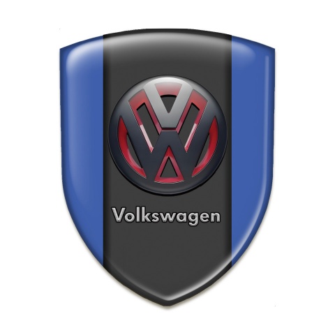 VW Silicone Car Decal Badge Blue Background and Two Tone 3D Logo 