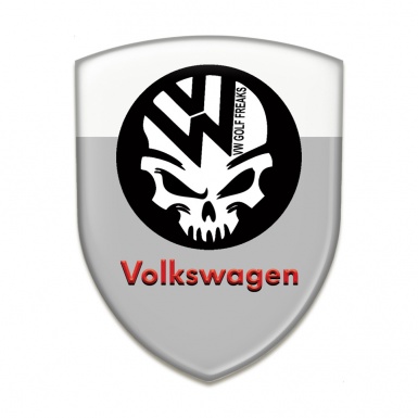 VW Domed Emblem Grey White Base Skull Logo Design 