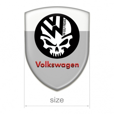 VW Domed Emblem Grey White Base Skull Logo Design 