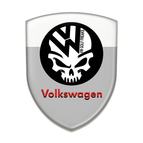 VW Domed Emblem Grey White Base Skull Logo Design 