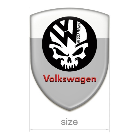 VW Domed Emblem Grey White Base Skull Logo Design 