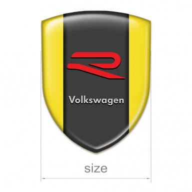 VW Resin Sticker Yellow Background R Logo Style 