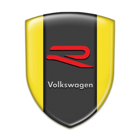 VW Resin Sticker Yellow Background R Logo Style 