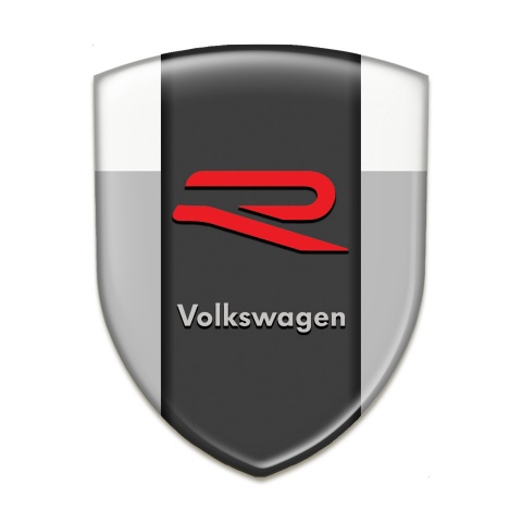 VW Self Adhesive Car logo Emblem Grey White Print and R Logo 