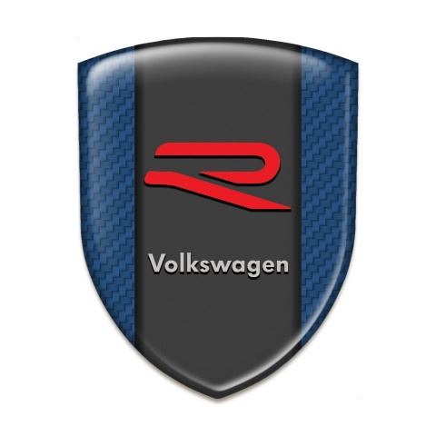 VW Car Interior Badge Navy Blue Carbon with R Logo 