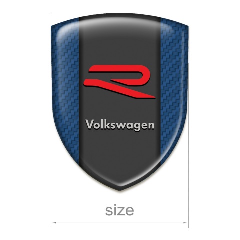 VW Car Interior Badge Navy Blue Carbon with R Logo 