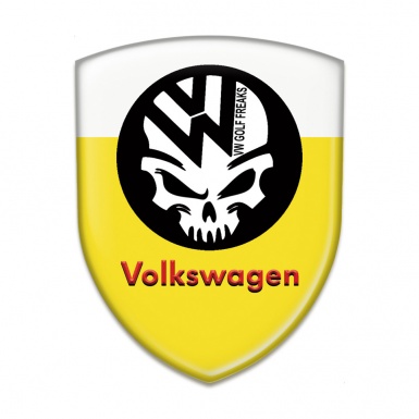 VW Silicone Badge Yellow White Base Skull Logo Design 