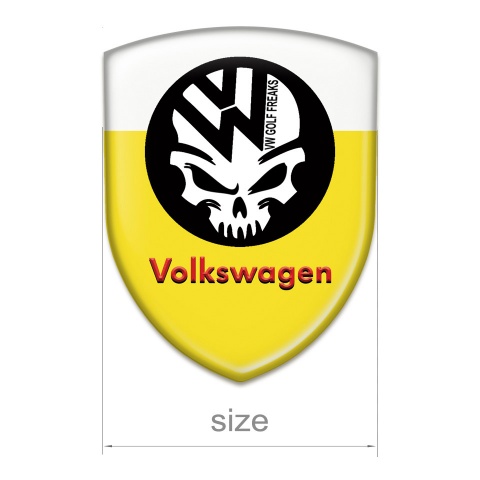 VW Silicone Badge Yellow White Base Skull Logo Design 