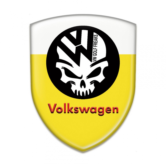 VW Silicone Badge Yellow White Base Skull Logo Design 