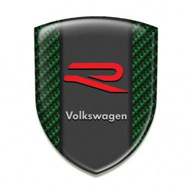 VW Emblem Badge Logo Green Carbon with R Logo style 