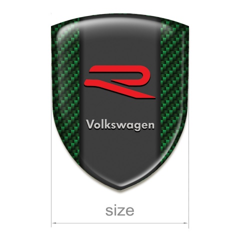 VW Emblem Badge Logo Green Carbon with R Logo style 